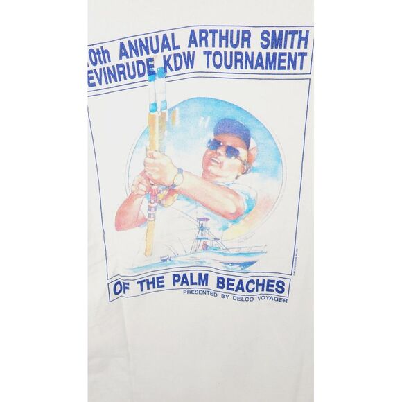 Vtg 10th Annual KDW Fishing T-Shirt Palm Beach Single Stitch Fruit Of The Loom M - Picture 5 of 8